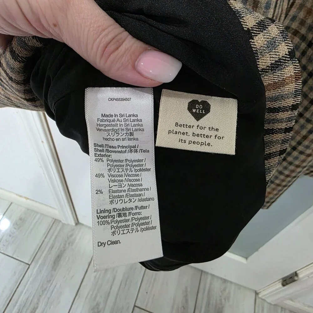 Madewell Brown Plaid Double-Breasted Blazer – Size M - Picture 7 of 9